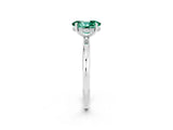 White gold Oval Cut Green Sapphire Solitaire Ring with Thin Band and Four-Prong Setting_14