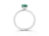 White gold Oval Cut Green Sapphire Solitaire Ring with Thin Band and Four-Prong Setting_15