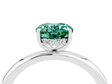 White gold Oval Cut Green Sapphire Solitaire Ring with Thin Band and Four-Prong Setting_16