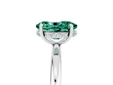 White gold Oval Cut Green Sapphire Solitaire Ring with Thin Band and Four-Prong Setting_17