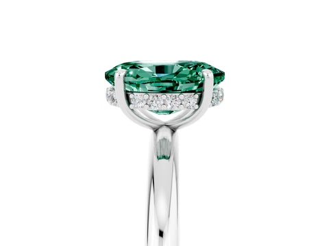 White gold Oval Cut Green Sapphire Solitaire Ring with Thin Band and Four-Prong Setting_17