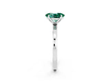 White gold Oval Cut Green Sapphire Solitaire Ring with Thin Band and Prong Setting_14