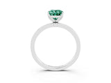 White gold Oval Cut Green Sapphire Solitaire Ring with Thin Band and Prong Setting_15