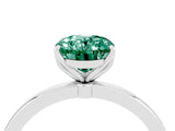 White gold Oval Cut Green Sapphire Solitaire Ring with Thin Band and Prong Setting_16