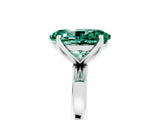 White gold Oval Cut Green Sapphire Solitaire Ring with Thin Band and Prong Setting_17
