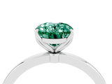 White gold Oval Cut Green Sapphire Solitaire Ring with Thin Band and Prong Setting_40
