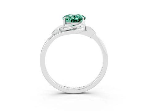 White gold Oval Cut Green Sapphire Solitaire Ring with Twist Band and Four-Prong Setting_15