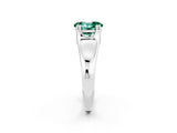 White gold Oval Cut Green Sapphire Solitaire Ring with Wide Band and Prong Setting_2