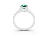 White gold Oval Cut Green Sapphire Solitaire Ring with Wide Band and Prong Setting_3