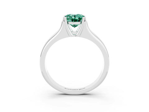 White gold Oval Cut Green Sapphire Solitaire Ring with Wide Band and Prong Setting_3