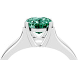 White gold Oval Cut Green Sapphire Solitaire Ring with Wide Band and Prong Setting_4