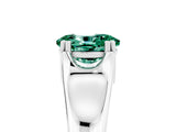 White gold Oval Cut Green Sapphire Solitaire Ring with Wide Band and Prong Setting_5