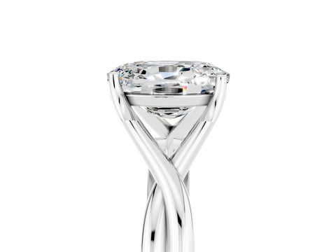 White gold Oval Cut Green Sapphire   Solitaire Twist Band Prong Setting Ring_13