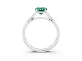 White gold Oval Cut Green Sapphire Solitaire Twist Band Prong Setting Ring_59