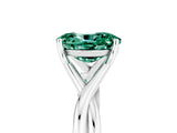 White gold Oval Cut Green Sapphire Solitaire Twist Band Prong Setting Ring_59