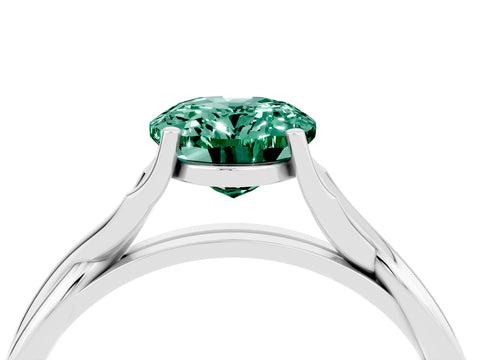 White gold Oval Cut Green Sapphire Solitaire Twist Band Prong Setting Ring_64