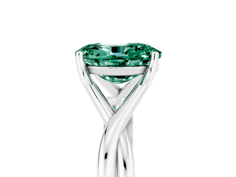White gold Oval Cut Green Sapphire Solitaire Twist Band Prong Setting Ring_65