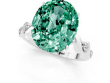 White gold Oval Cut Green Sapphire Solitaire Twisted Band with Round  Accents and Prong Setting_13