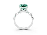 White gold Oval Cut Green Sapphire Solitaire Twisted Band with Round  Accents and Prong Setting_15