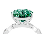 White gold Oval Cut Green Sapphire Solitaire Twisted Band with Round  Accents and Prong Setting_16