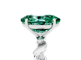 White gold Oval Cut Green Sapphire Solitaire Twisted Band with Round  Accents and Prong Setting_17