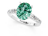 White gold Oval Cut Green Sapphire Solitaire with Side Baguettes and Channel Set Band_1
