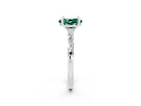 White gold Oval Cut Green Sapphire Solitaire with Side Baguettes and Channel Set Band_2