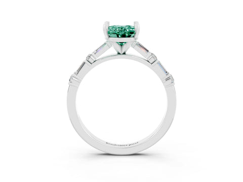 White gold Oval Cut Green Sapphire Solitaire with Side Baguettes and Channel Set Band_3
