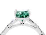 White gold Oval Cut Green Sapphire Solitaire with Side Baguettes and Channel Set Band_4