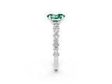 White gold Oval Cut Green Sapphire Solitaire with Side Stones, Pave Band, Four-Prong Setting_38