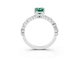 White gold Oval Cut Green Sapphire Solitaire with Side Stones, Pave Band, Four-Prong Setting_39