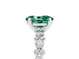 White gold Oval Cut Green Sapphire Solitaire with Side Stones, Pave Band, Four-Prong Setting_41