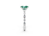 White gold Oval Cut Green Sapphire Solitaire with Side Stones on a Pavé Band and Four-Prong Setting_2