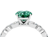 White gold Oval Cut Green Sapphire Solitaire with Side Stones on a Pavé Band and Four-Prong Setting_4