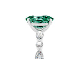 White gold Oval Cut Green Sapphire Solitaire with Side Stones on a Pavé Band and Four-Prong Setting_5