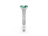 White gold Oval Cut Green Sapphire Split Shank Engagement Ring with Pavé Band_2