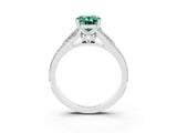White gold Oval Cut Green Sapphire Split Shank Engagement Ring with Pavé Band_3