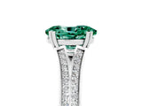 White gold Oval Cut Green Sapphire Split Shank Engagement Ring with Pavé Band_5
