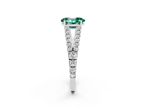 White gold Oval Cut Green Sapphire Split Shank Pavé Engagement Ring with Four-Prong Setting_14