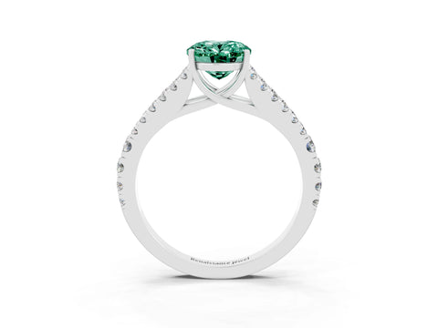 White gold Oval Cut Green Sapphire Split Shank Pavé Engagement Ring with Four-Prong Setting_15