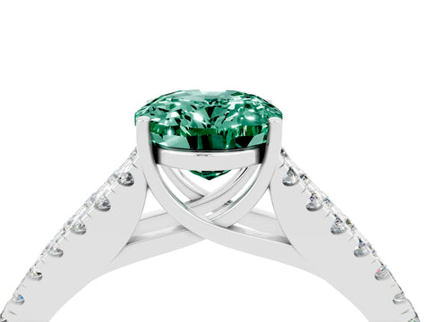 White gold Oval Cut Green Sapphire Split Shank Pavé Engagement Ring with Four-Prong Setting_16