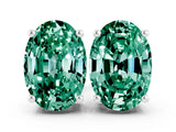 White gold Oval Cut Green Sapphire Stud Earrings_40