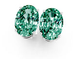 White gold Oval Cut Green Sapphire Stud Earrings_41