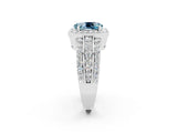 White gold Oval Cut Halo Aquamarine Ring with Split Shank and Four-Prong Setting_2