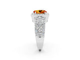 White gold Oval Cut Halo Citrine Ring with Split Shank and Four-Prong Setting_2