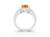 White gold Oval Cut Halo Citrine Ring with Split Shank and Four-Prong Setting_3