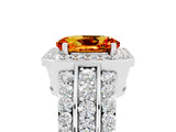 White gold Oval Cut Halo Citrine Ring with Split Shank and Four-Prong Setting_5