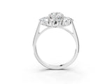 White gold Oval Cut Halo Cluster Diamond Ring with Pave Band and Four-Prong Setting_10