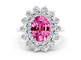 White gold Oval Cut Halo Cluster Diamond Ring with Pave Band and Four-Prong Setting_12