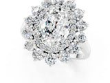 White gold Oval Cut Halo Cluster Diamond Ring with Pave Band and Four-Prong Setting_13